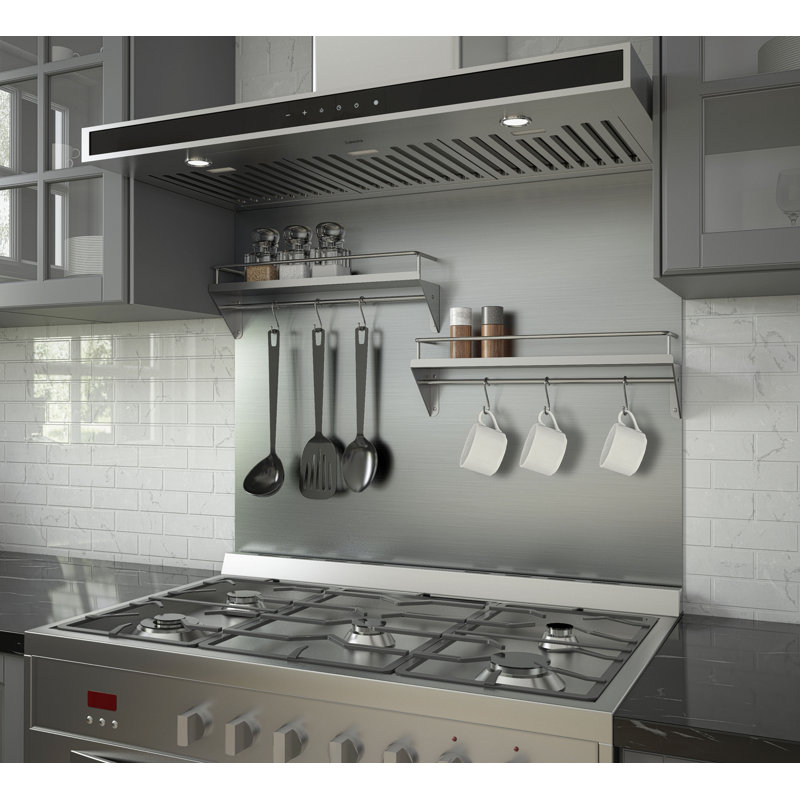 Ancona 36" Stainless Steel Backsplash with TwoTiered Shelf and Rack